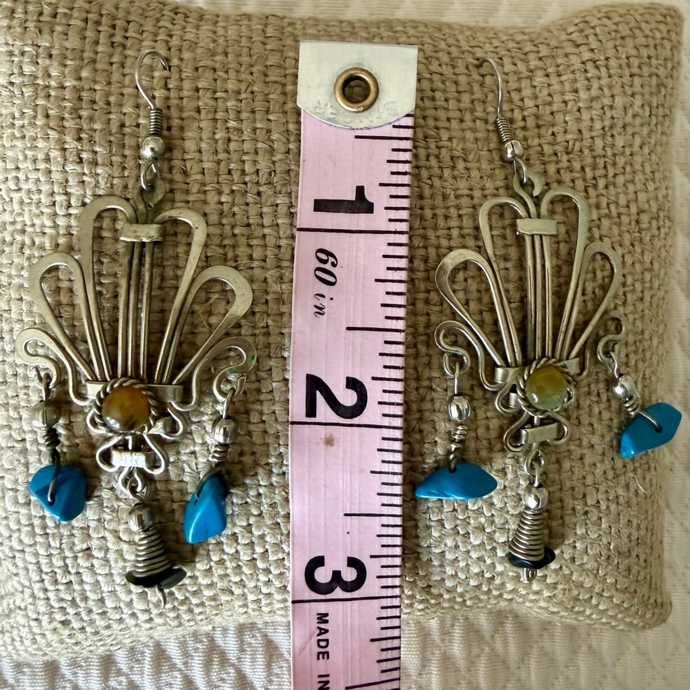 Silver/Silvertone Dangle Earrings With Turquoise … - image 8